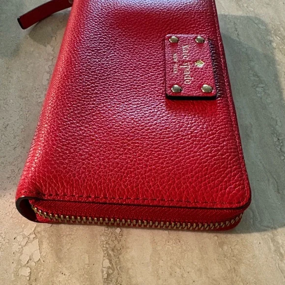Kate Spade Red Zip Around Leather Wallet - Picture 6 of 15